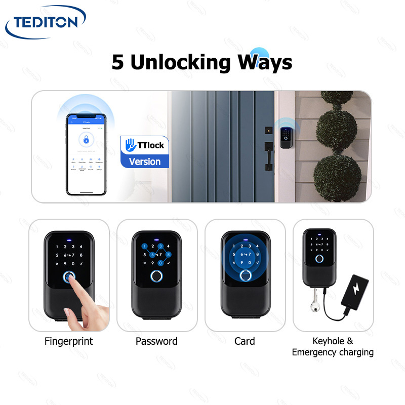 Tediton Outside Wall Mounted Lockbox Remote E key Fingerprint Lock Box with APP Control