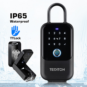 Tediton Outdoor Wall Mounted Key Box Tuya App Password Fingerprint Smart Key Lock Box