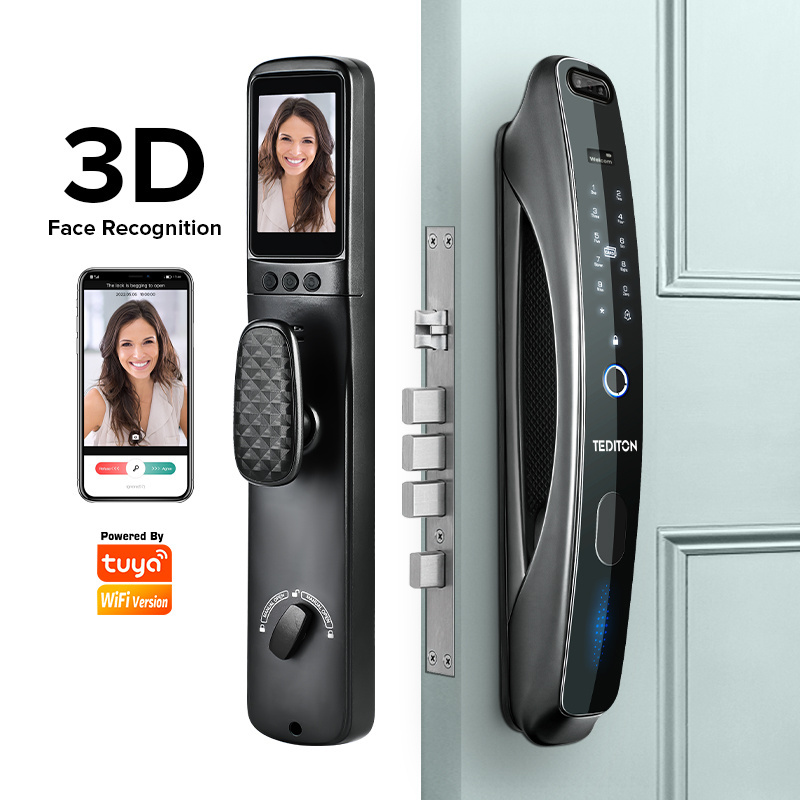 Smart Lock For Main Touch Screen Tuya Fingerprint Door Smart Door Lock 3D Face Recognition  With Video Door Phone Compatible