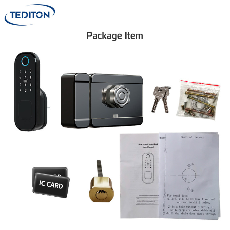 Tediton TTlock Smart Locks Fingerprint Out Said Smart Exterior Door Locks Smart Rim Door Lock With Card Pass