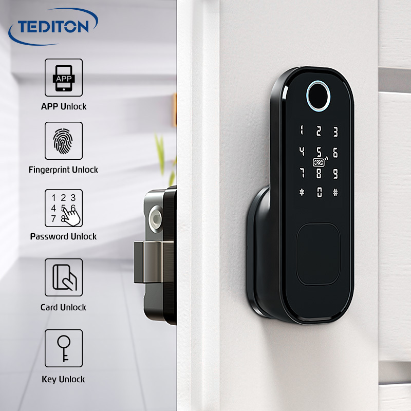 Tediton TTlock Smart Locks Fingerprint Out Said Smart Exterior Door Locks Smart Rim Door Lock With Card Pass