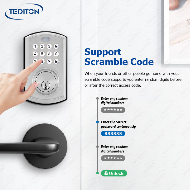 Tediton Smart Door Lock Silver Smart Deadbolt Fechadura Inteligente Tuya Auto Keypad Deadbolt Smart Lock