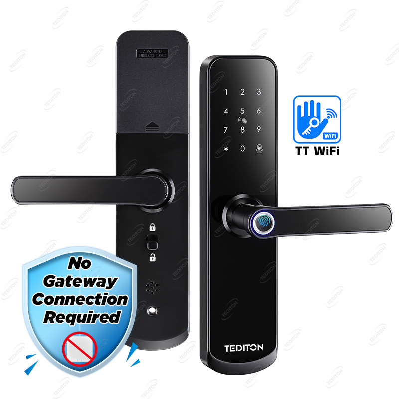 Cerradura de puerta inteligente wifi heavy duty ip66 push pull digital finger lock alexa smart door lock wifi smartlock