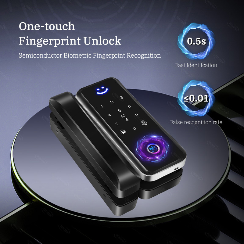 Tediton Office Glass Door Lock Smart Fingerprint Card Password Unlock Electronic TTlock Smart Glass Door Lock