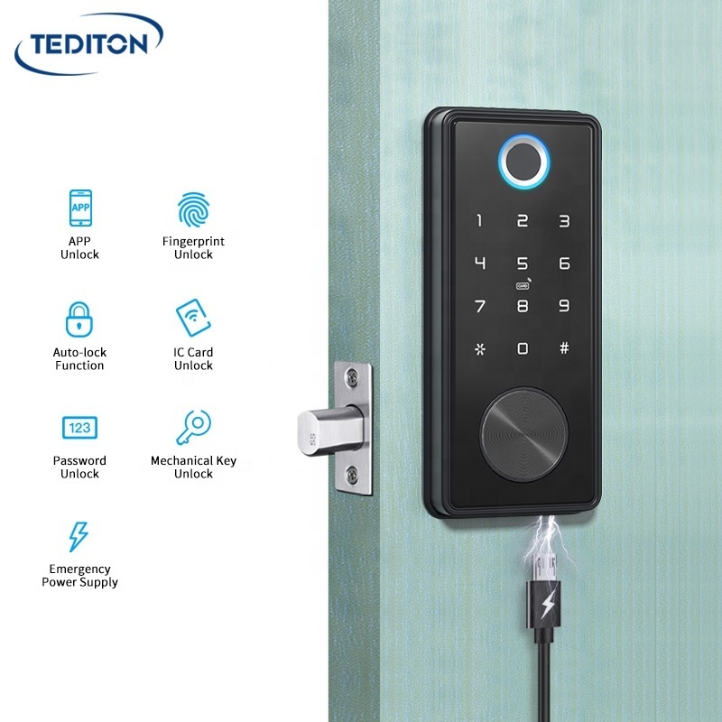 Tediton Security electronic locks Cerraduras Inteligentes tuya ttlock Digital smart deadbolt lock fingerprint digital door lock