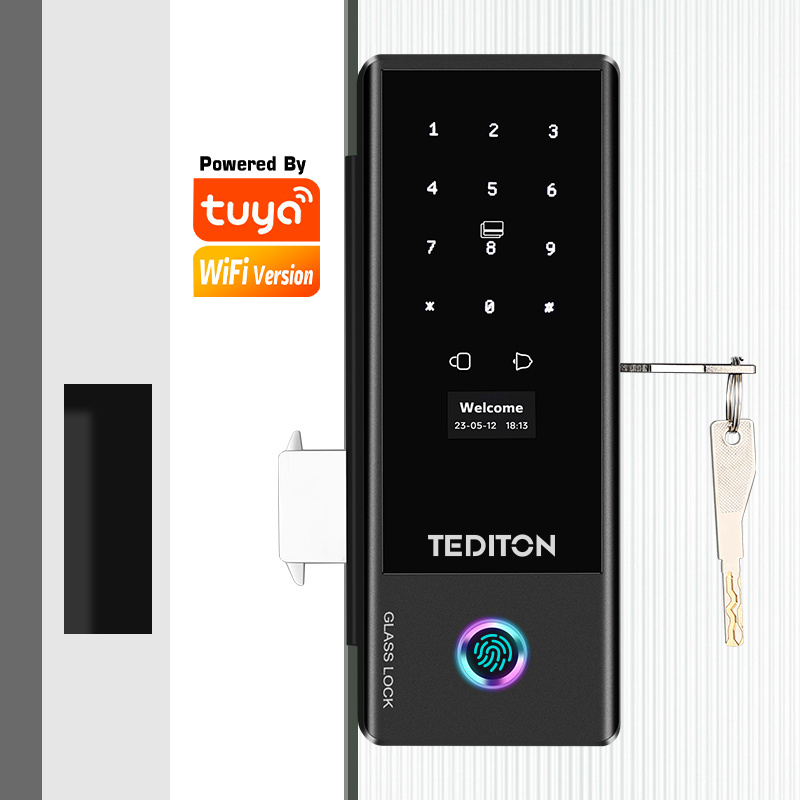 Tediton wifi electronica office deadbolt handprint security ttlock cerradura inteligente smart glass door lock fingerprint