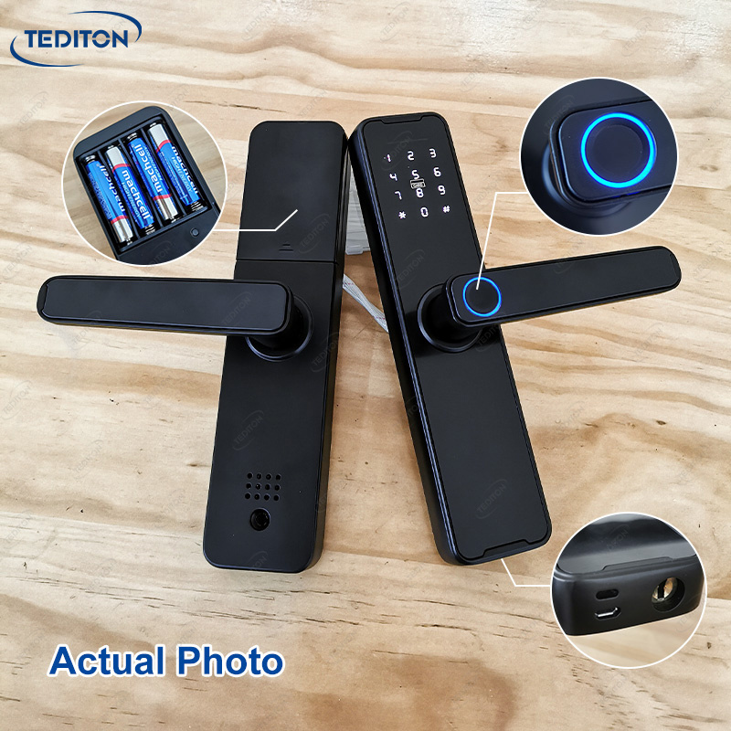 Tediton Hot Selling Water Proof Biometric Fingerprint Password Smart Door Lock with Tuya App