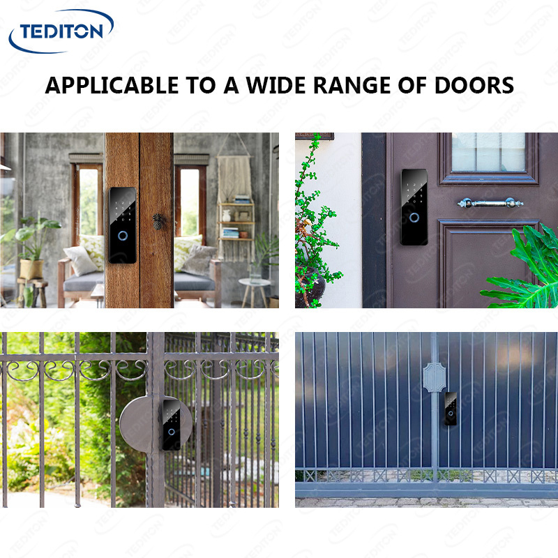 Tediton New Arrival Waterproof Smart Iron Lock Double Sided Fingerprint Intelligent Smart Gate Door Lock