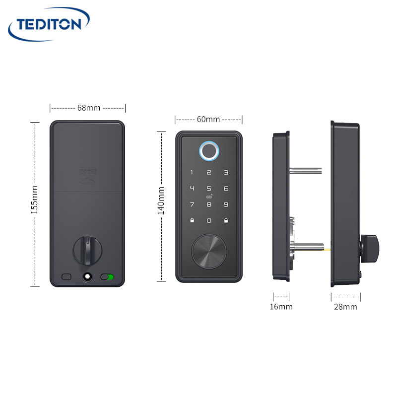 Tediton Security electronic locks Cerraduras Inteligentes tuya ttlock Digital smart deadbolt lock fingerprint digital door lock