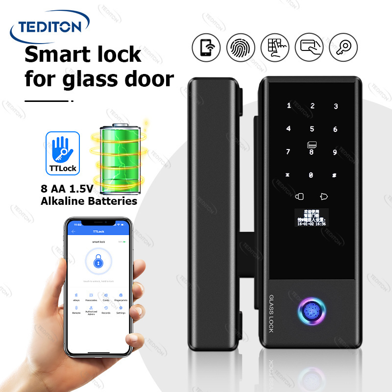 Commercial Electric Smart Remote Control Smart Home Wifi Biometric Slim Glass Door Lock Fingerprint For Office