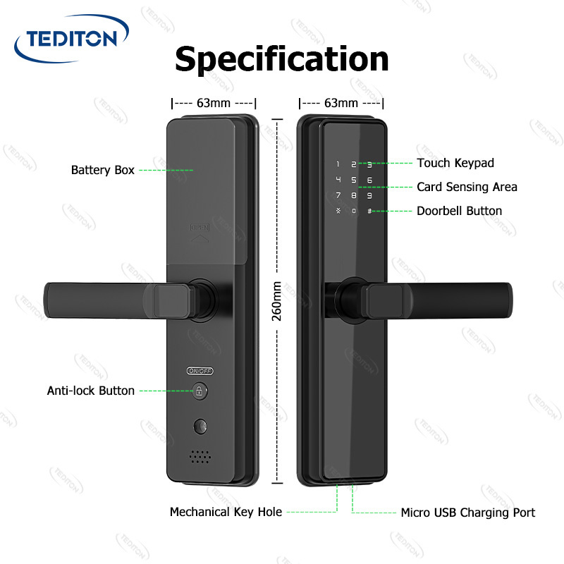 Tediton Digital Smart APP Door Lock Smartphone App Door Lock For Home Office Apartment