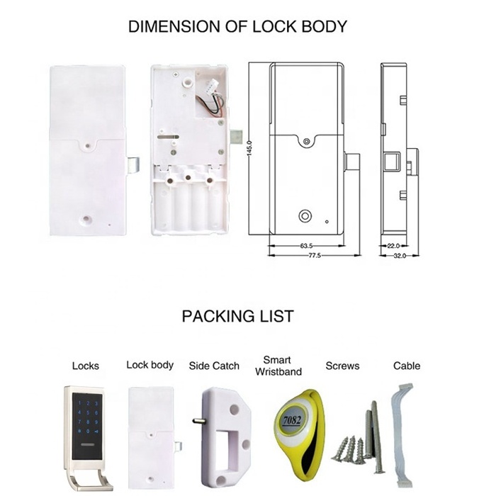 Tediton Digital Security Electronic Cabinet Locker Lock with Waterproof Smart RFID Wristband