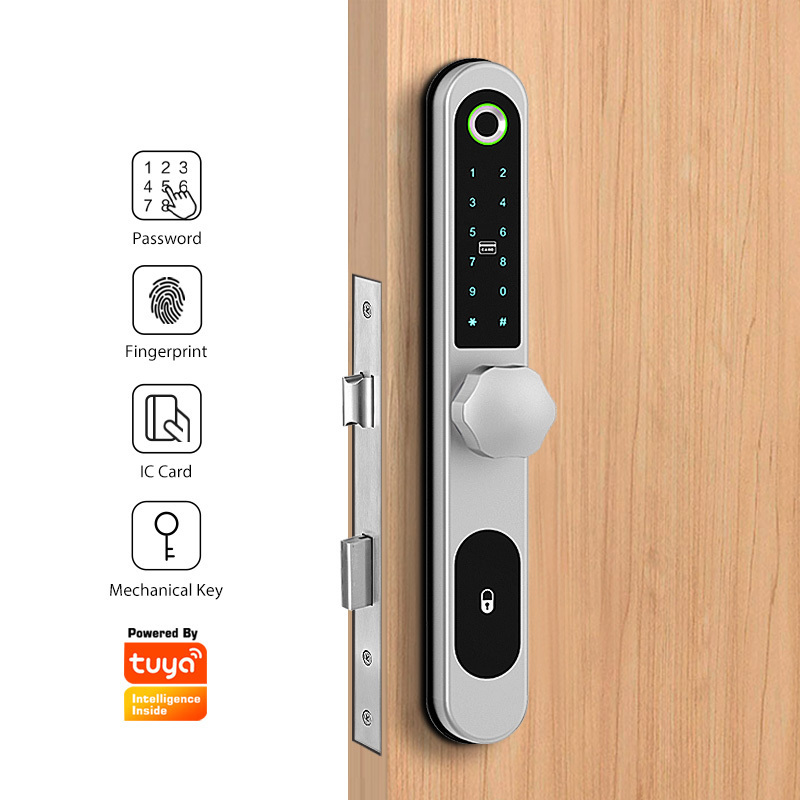 Keyless Door Sliding Lock Aluminum Sliding Door Lock with Hook and Round Handle for Glass Sliding Door