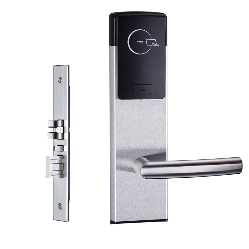 Stainless Steel Keyless Electronic Door Lock Hotel Card Key Lock System RFID Hotel Card Reader Door Lock with key and card