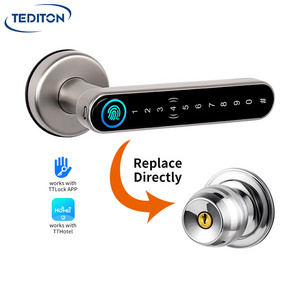 Cerradura Inteligente Ttlock Hotel Wifi Bedroom Biometric Electronic Locks Digital Smart Door Handle Fingerprint Lock