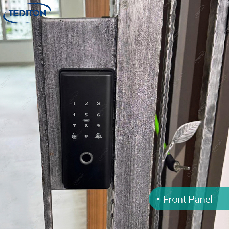 Digital Electronic Patio Sliding Steel Door Lock Tuya Iron Gate Door Lock Double Side Fingerprint Smart Door Lock