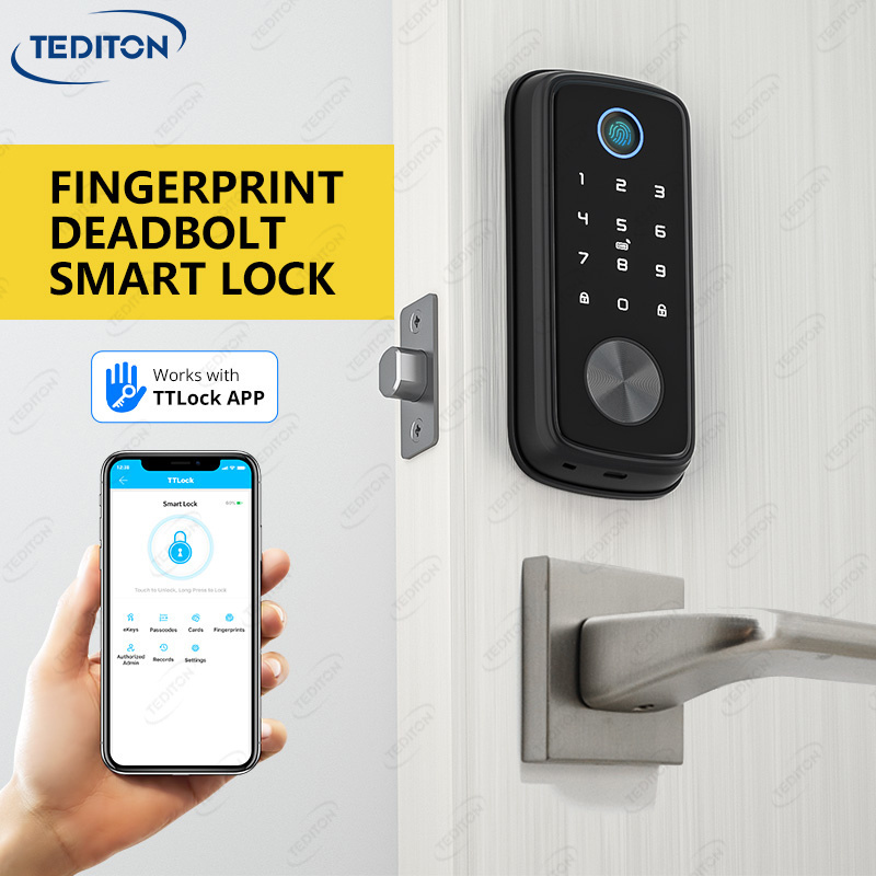 Tediton Indoor Fingerprint Door Lock Electronic Security Lock Keyless dead bolt smart door lock for Bedroom Office