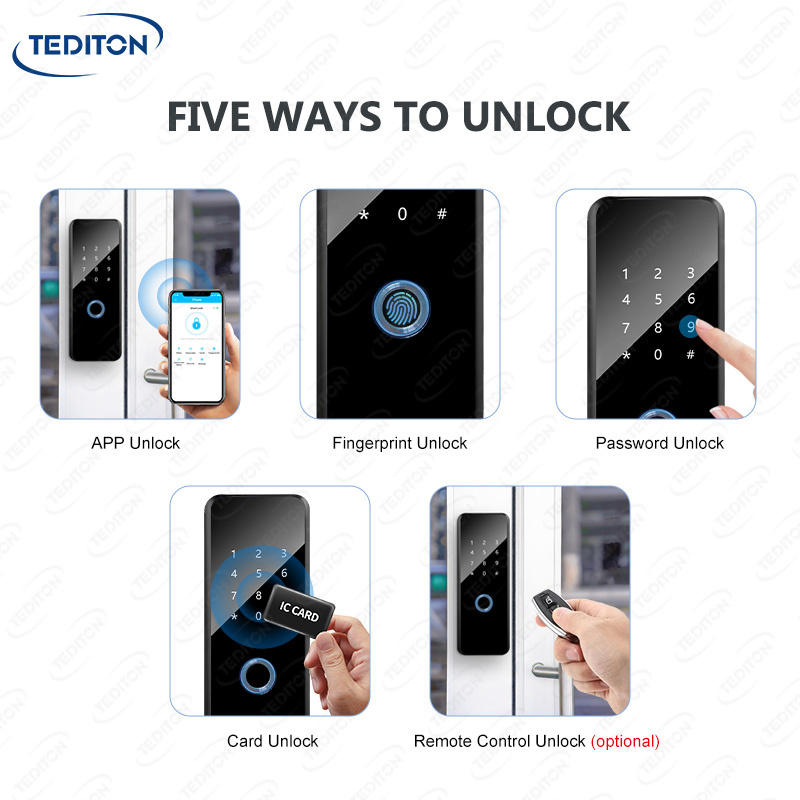 Tediton New Arrival Waterproof Smart Iron Lock Double Sided Fingerprint Intelligent Smart Gate Door Lock