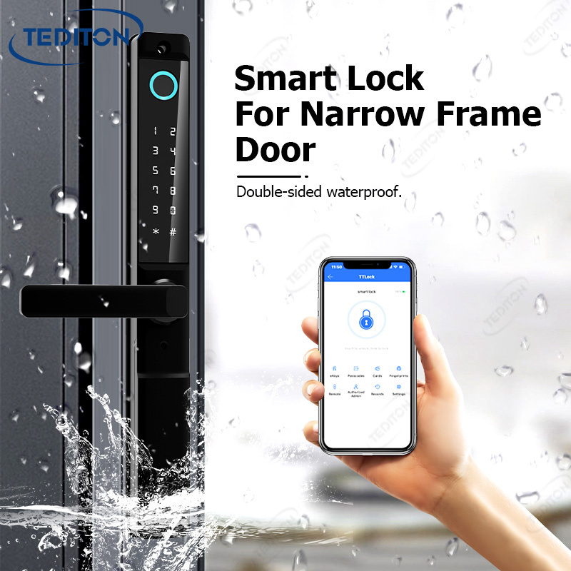 Tediton TTlock Outdoor Double Key Smart Lock Glass Door Waterproof Double Finger Print Smart Door Lock