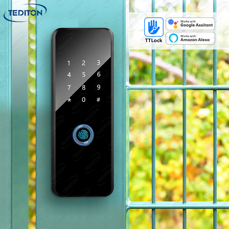 Tediton New Arrival Waterproof Smart Iron Lock Double Sided Fingerprint Intelligent Smart Gate Door Lock