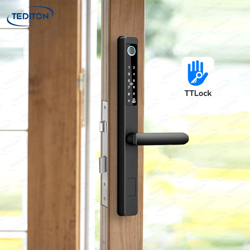 Tediton  Waterproof Zinc Alloy TTLock APP Smart Fingerprint Password Sliding Door Lock