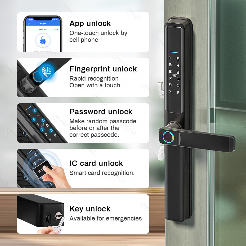 Tediton Serrure Intelligent TT Biometric Code Fingerprint App Smart Door Locks Smart Aluminum Door Lock With TTlock App