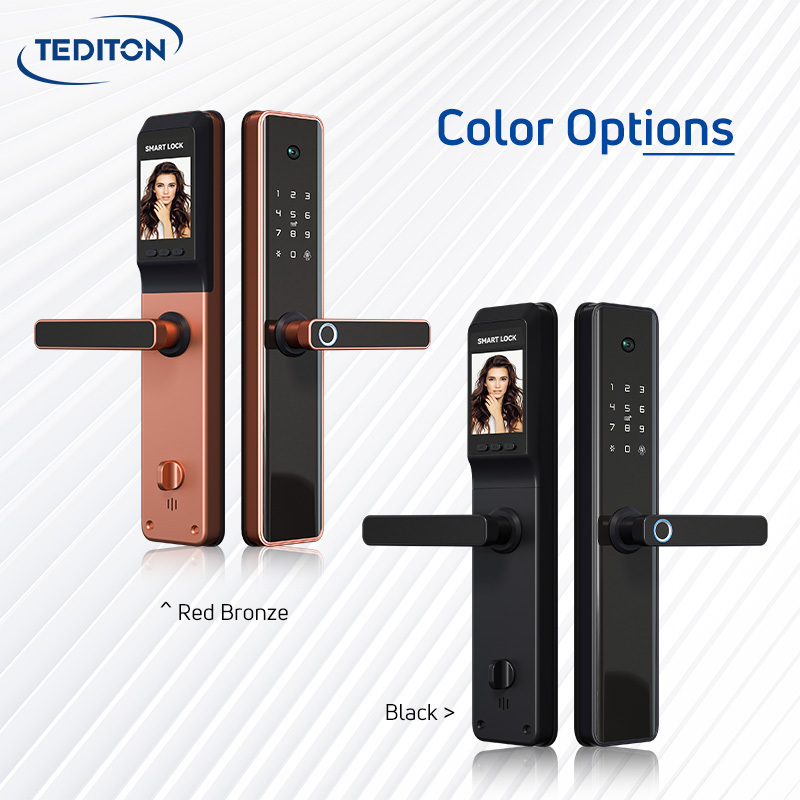 Tediton Security Tuya Wifi APP video Camera intercom chapas inteligentes Electronic Biometric Smart Door Fingerprint Lock