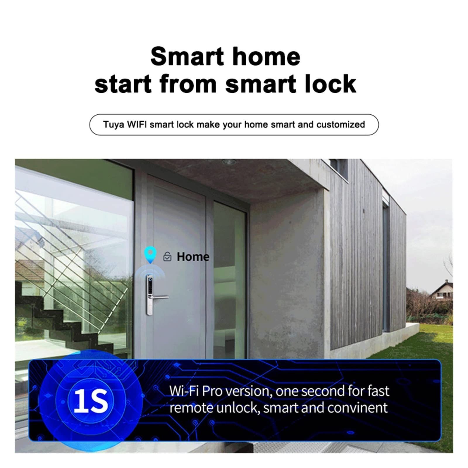 IP66 Aluminum Patio Sliding Glass Door Smart Lock Tt Lock App Handle Keypad Fingerprint RFID Electronic Digital Lock