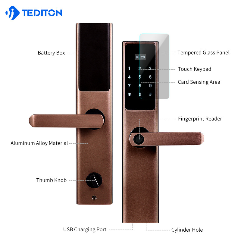 Tuya Wifi Digital Smart Door Lock Cylinder with Smart Phone Fingerprint Code Card and Key