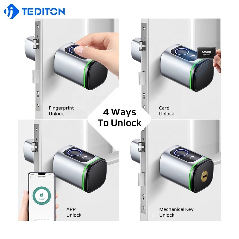 OEM Euro Cylinder Fingerprint Rfid Card Digital Adjustable Cylinder Size TUYA APP Smart Lock