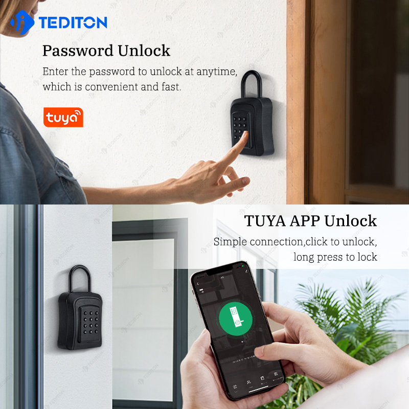 TEDITON Wall Mounted Portable Safe Storage Hide serrure de porte intelligente Safe Digital Code App Control Smart Key Box