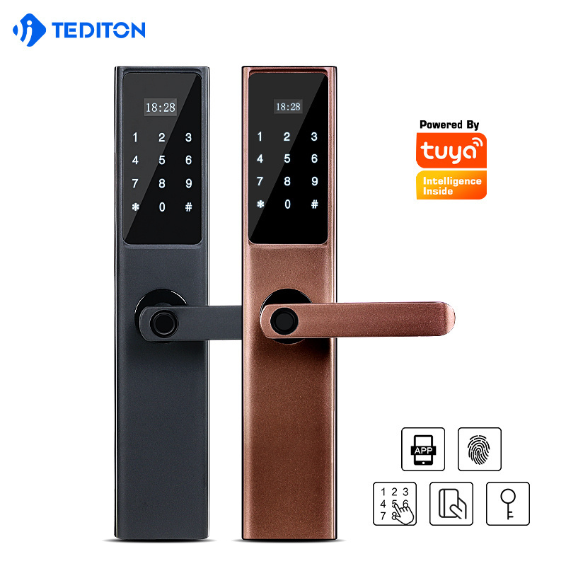 Tuya Wifi Digital Smart Door Lock Cylinder with Smart Phone Fingerprint Code Card and Key