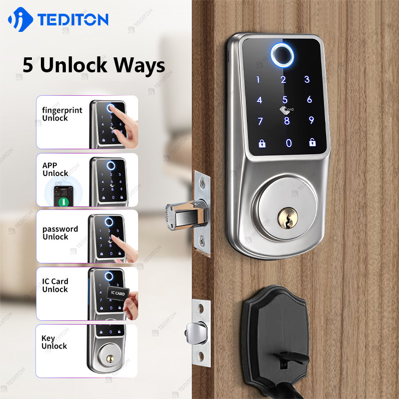 TEDITON Aluminum Automatic Electronic TTlock app Tuya Wifi digital self locking keyless smart lock deadbolt for Office Home