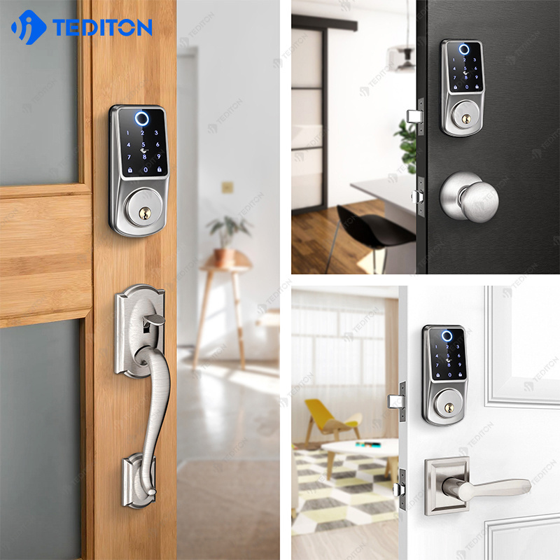 TEDITON Aluminum Automatic Electronic TTlock app Tuya Wifi digital self locking keyless smart lock deadbolt for Office Home