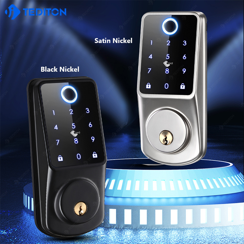 Tediton free shipping Smart Entrance ttlock tuya app Fingerprint Keyless Electric Code Combination Electronic Deadbolt Door lock