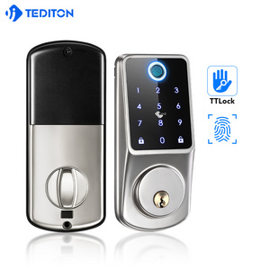 Tediton free shipping Smart Entrance ttlock tuya app Fingerprint Keyless Electric Code Combination Electronic Deadbolt Door lock