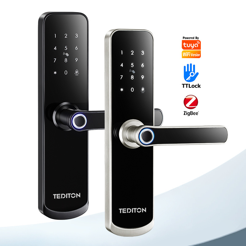 Tediton  Electric Biometric Fingerprint Card Code Combination Smart electronic Door Lock inteligente wifi app fechadura digital