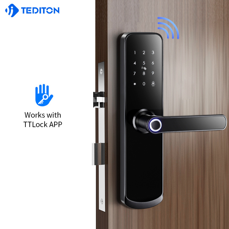 home security google alexa cerradura electronica iot keypad door handle  wifi security tuya digital smart door lock zigbee