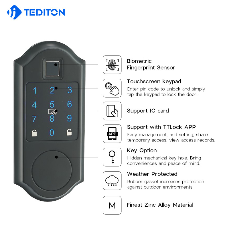 Tediton smart key for house apple homekit Keypad Deadbolt fingerprint keyless Digital ttlock door lock with password