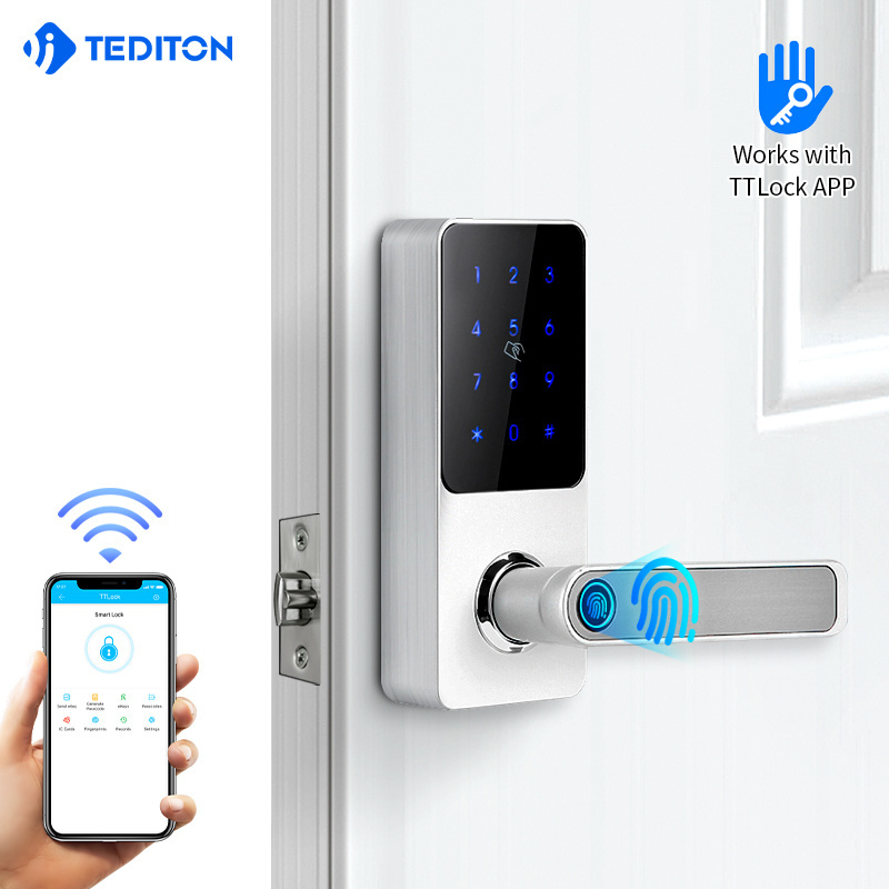 Wiif Fingerprint Password Rfid Card Keyless Universal Electronic Handle Smart Lock with TTlock APP