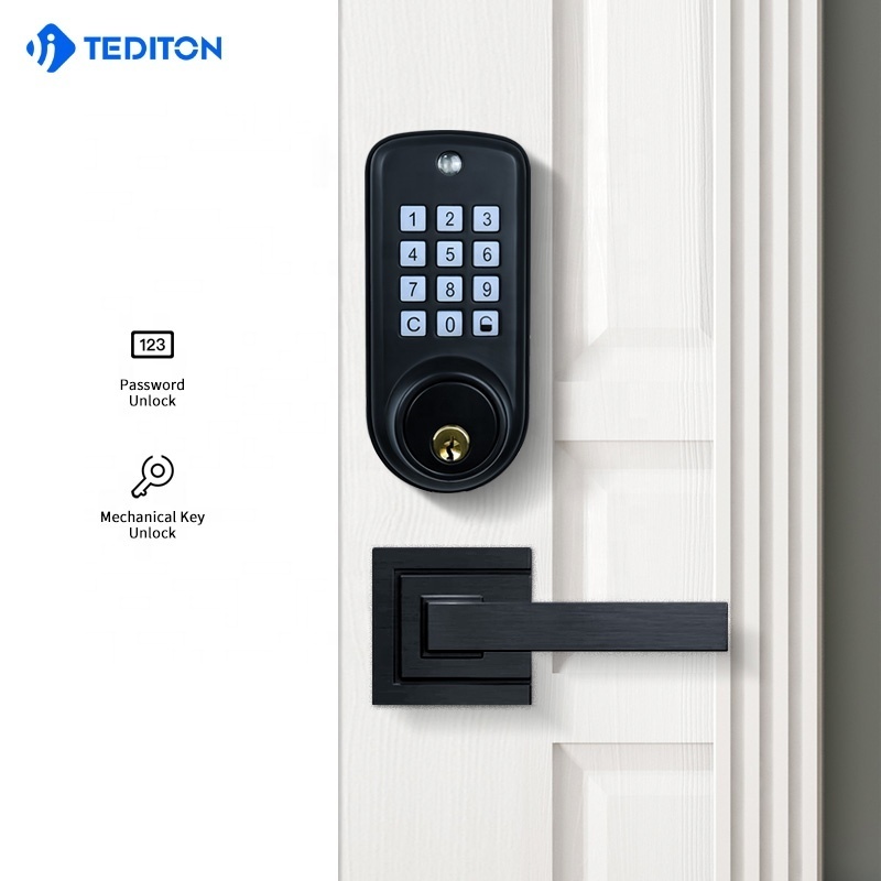 Tediton Zinc Alloy Gate Metal Deadbolt Lock Keypad Mechanical Key Combination Deadbolt Smart Door Lock