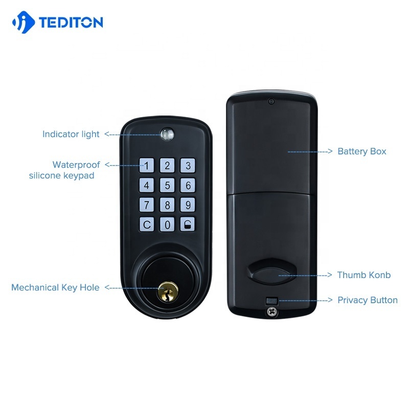 Tediton Zinc Alloy Gate Metal Deadbolt Lock Keypad Mechanical Key Combination Deadbolt Smart Door Lock