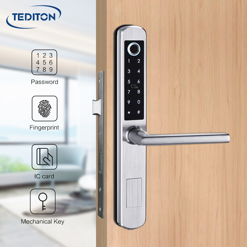 Tediton Waterproof Stainless Steel fingerprint door lock Sliding Glass Gate Digital Aluminum Smart Door Lock