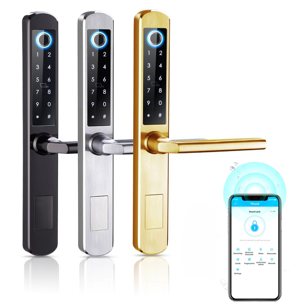 Tediton Waterproof Stainless Steel fingerprint door lock Sliding Glass Gate Digital Aluminum Smart Door Lock