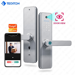 New Intelligent Wifi Camera Door Lock Tuya APP Digital Peephole Viewer Fingerprint Smart Door Lock with Camera