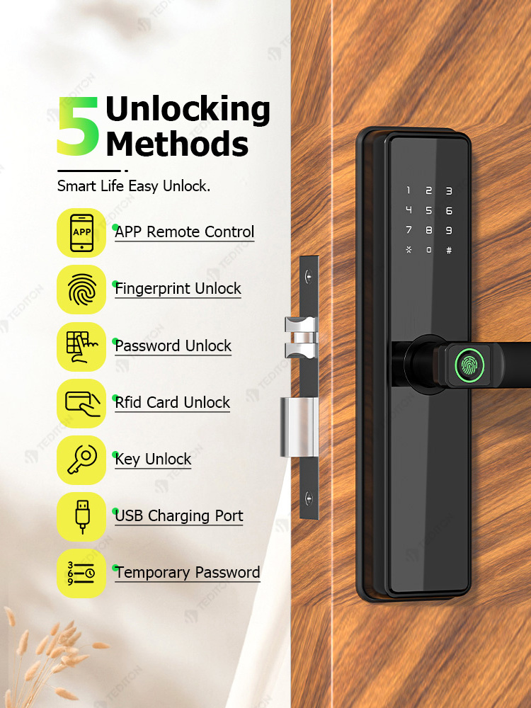 cerradura inteligente smart life Security Electric Digital Fingerprint Smart Door Lock With Tuya APP TTLOCK BLE Wifi Mobile Lock