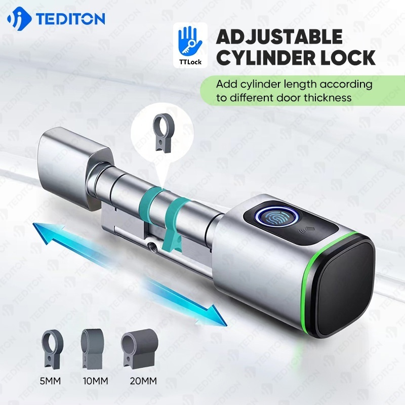 Fechadura Digital OEM Euro smart cylinder pin Card Digital Key Adjustable Cylinder Size TTlock APP Fingerprint Door Lock