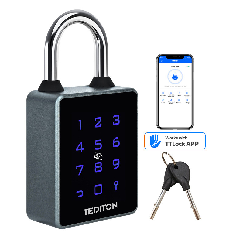 Tediton Security Combination NFC Padlock Ttlock/Tuya App Padlocks and Keys in Bulk Smart padlock  candado con huella digital