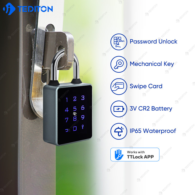 Tediton Security Combination NFC Padlock Ttlock/Tuya App Padlocks and Keys in Bulk Smart padlock  candado con huella digital