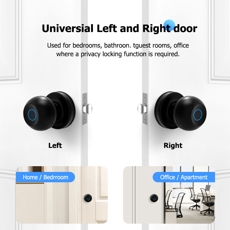 Tediton electronic bedroom interior door privicy locks digital tuya app fingerprint march smart door knobs